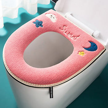 Κάλυμμα καθίσματος τουαλέτας Cartoon Cat με λαβή Μαξιλάρι τουαλέτας γενικής χρήσης που πλένεται μπάνιο Θερμότερο βελούδινο πατάκι καθίσματος Αξεσουάρ σπιτιού