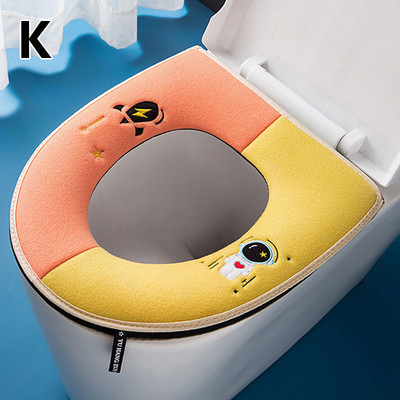 Husă pentru scaun de toaletă cu pisică de desene animate, cu mâner, pernă de toaletă universală, lavabilă, încălzitor de baie, covoraș de pluș, accesorii pentru casă