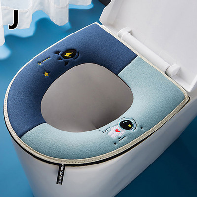 Husă pentru scaun de toaletă cu pisică de desene animate, cu mâner, pernă de toaletă universală, lavabilă, încălzitor de baie, covoraș de pluș, accesorii pentru casă