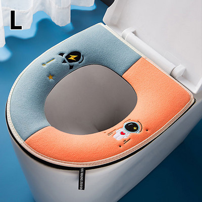 Husă pentru scaun de toaletă cu pisică de desene animate, cu mâner, pernă de toaletă universală, lavabilă, încălzitor de baie, covoraș de pluș, accesorii pentru casă
