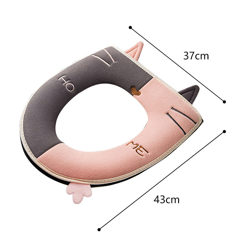 Cartoon Cat WC-istme kate käepidemega Universaalne WC-padi pestav vannitoasoojendaja plüüsist istmematt Kodutarvikud