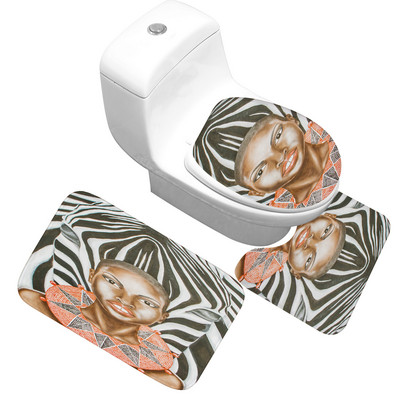 Zeegle Africa Ethnic Set prostirki za kupaonicu Flanelski toaletni tepih Kupaonski tepih Poklopac prostirke Kupaonski kućni dekor Tepih za tuš kabinu