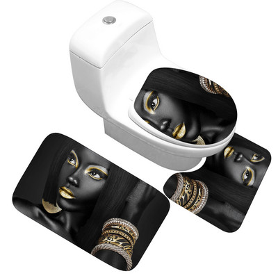 Zeegle Africa Ethnic Set prostirki za kupaonicu Flanelski toaletni tepih Kupaonski tepih Poklopac prostirke Kupaonski kućni dekor Tepih za tuš kabinu