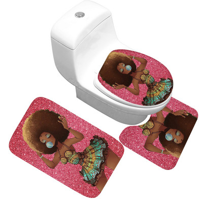 Zeegle Africa Ethnic Set prostirki za kupaonicu Flanelski toaletni tepih Kupaonski tepih Poklopac prostirke Kupaonski kućni dekor Tepih za tuš kabinu