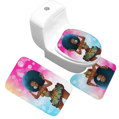 Zeegle Africa Ethnic Set prostirki za kupaonicu Flanelski toaletni tepih Kupaonski tepih Poklopac prostirke Kupaonski kućni dekor Tepih za tuš kabinu