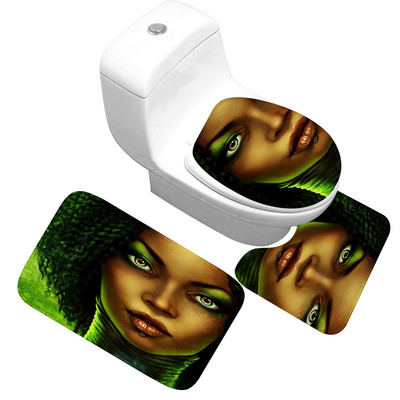 Zeegle Africa Ethnic Set prostirki za kupaonicu Flanelski toaletni tepih Kupaonski tepih Poklopac prostirke Kupaonski kućni dekor Tepih za tuš kabinu