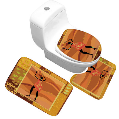 Zeegle Africa Ethnic Set prostirki za kupaonicu Flanelski toaletni tepih Kupaonski tepih Poklopac prostirke Kupaonski kućni dekor Tepih za tuš kabinu