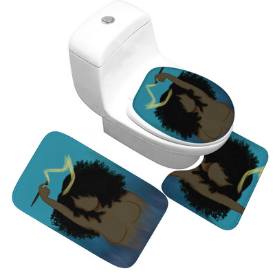 Zeegle Africa Ethnic Set prostirki za kupaonicu Flanelski toaletni tepih Kupaonski tepih Poklopac prostirke Kupaonski kućni dekor Tepih za tuš kabinu