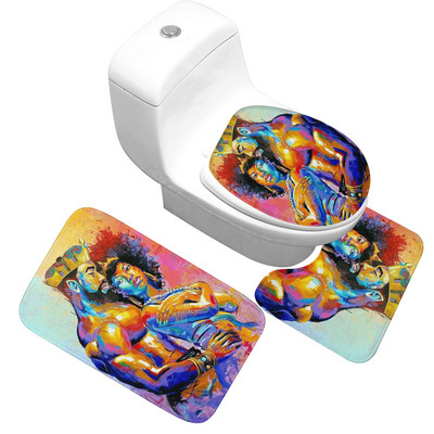 Zeegle Africa Ethnic Set prostirki za kupaonicu Flanelski toaletni tepih Kupaonski tepih Poklopac prostirke Kupaonski kućni dekor Tepih za tuš kabinu