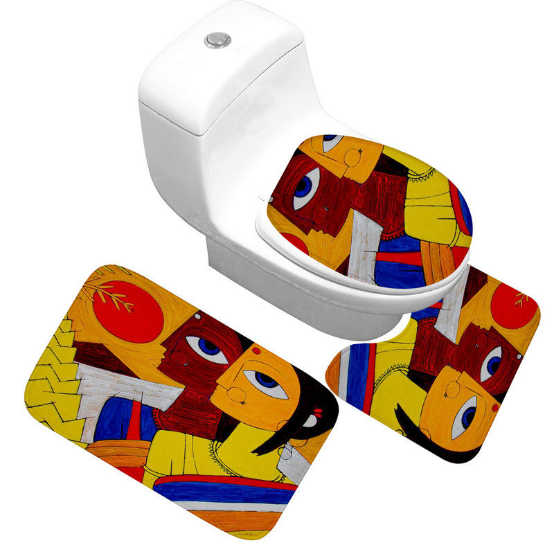 Zeegle Africa Ethnic Set prostirki za kupaonicu Flanelski toaletni tepih Kupaonski tepih Poklopac prostirke Kupaonski kućni dekor Tepih za tuš kabinu