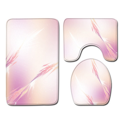 Krāsains Drukas vannas paklājiņš vannas istabā Mājas noformējums paklājs flaneļa tualetes sēdekļa spilvens ūdensizturīgs pretslīdes kāju paklājiņa komplekts