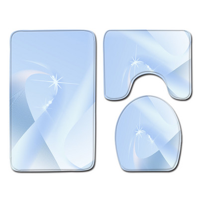 Krāsains Drukas vannas paklājiņš vannas istabā Mājas noformējums paklājs flaneļa tualetes sēdekļa spilvens ūdensizturīgs pretslīdes kāju paklājiņa komplekts