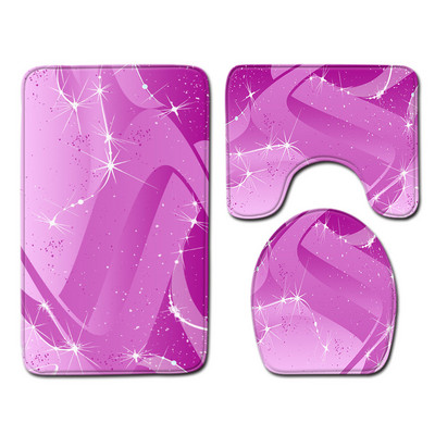 Krāsains Drukas vannas paklājiņš vannas istabā Mājas noformējums paklājs flaneļa tualetes sēdekļa spilvens ūdensizturīgs pretslīdes kāju paklājiņa komplekts