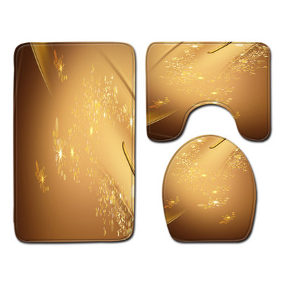 Krāsains Drukas vannas paklājiņš vannas istabā Mājas noformējums paklājs flaneļa tualetes sēdekļa spilvens ūdensizturīgs pretslīdes kāju paklājiņa komplekts