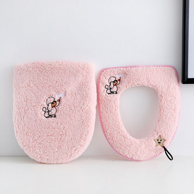 Četru sezonu tualetes spilvens biezs, silts ziemas mājsaimniecības tualetes pārvalks Universāls ūdensizturīgs karikatūras pārnēsājams tualetes sēdekļa paklājiņš ar rāvējslēdzēju