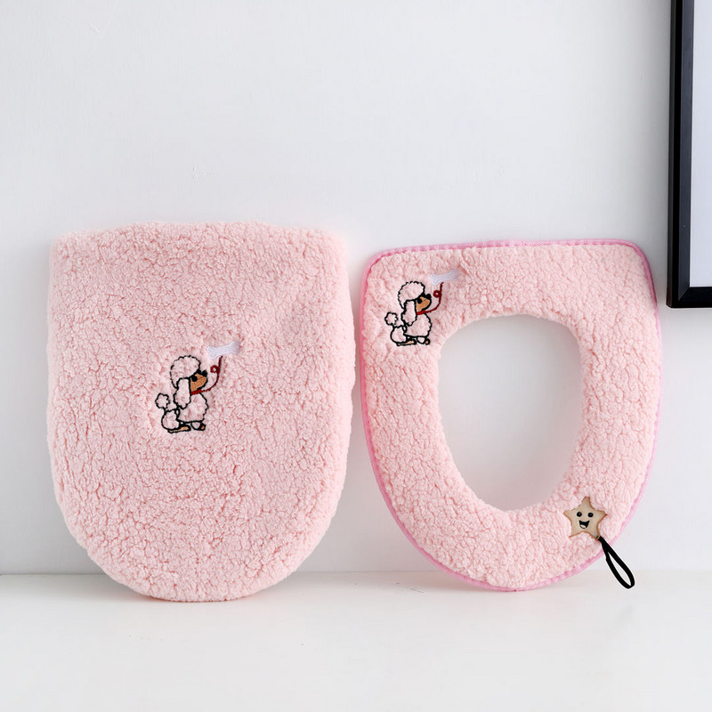 Četru sezonu tualetes spilvens biezs, silts ziemas mājsaimniecības tualetes pārvalks Universāls ūdensizturīgs karikatūras pārnēsājams tualetes sēdekļa paklājiņš ar rāvējslēdzēju