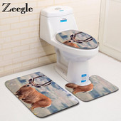 Zeegle Set kupaonskih prostirki od 3 komada, toaletna prostirka za kupaonicu s otiskom losa, protuklizna kupaonska podna prostirka, poklopac za WC školjku, prostirke za tuširanje, prostirke za kupaonicu