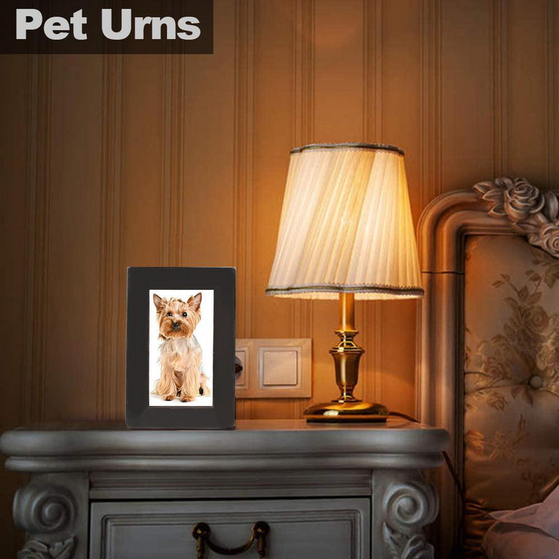 Fából készült kisállat kutya macska urna fénykép cinerary koporsó emlékdoboz