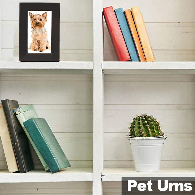 Fából készült kisállat kutya macska urna fénykép cinerary koporsó emlékdoboz