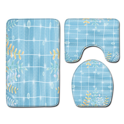 Zeegle Mekana prostirka za kupaonicu Flanel Kupaonski tepih Set od 3 komada Set toaletnih tepiha Navlaka za WC sjedalo Moderna toaletna prostirka za tuširanje Podloga za noge