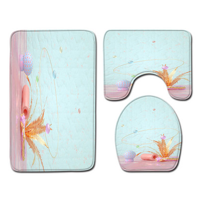 Zeegle Mekana prostirka za kupaonicu Flanel Kupaonski tepih Set od 3 komada Set toaletnih tepiha Navlaka za WC sjedalo Moderna toaletna prostirka za tuširanje Podloga za noge