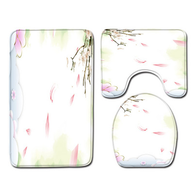 Zeegle Mekana prostirka za kupaonicu Flanel Kupaonski tepih Set od 3 komada Set toaletnih tepiha Navlaka za WC sjedalo Moderna toaletna prostirka za tuširanje Podloga za noge