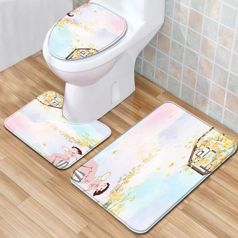 Zeegle Mekana prostirka za kupaonicu Flanel Kupaonski tepih Set od 3 komada Set toaletnih tepiha Navlaka za WC sjedalo Moderna toaletna prostirka za tuširanje Podloga za noge