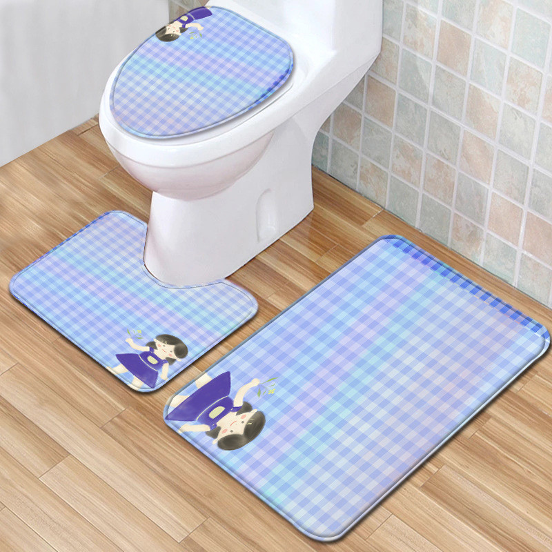 Zeegle Mekana prostirka za kupaonicu Flanel Kupaonski tepih Set od 3 komada Set toaletnih tepiha Navlaka za WC sjedalo Moderna toaletna prostirka za tuširanje Podloga za noge