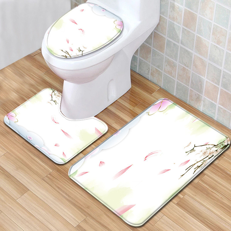 Zeegle Mekana prostirka za kupaonicu Flanel Kupaonski tepih Set od 3 komada Set toaletnih tepiha Navlaka za WC sjedalo Moderna toaletna prostirka za tuširanje Podloga za noge