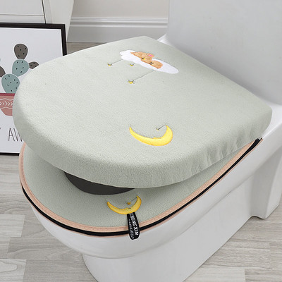 Uus kuum müük WC-padja majapidamiskomplekt WC-istme kate 1/2-osaline komplekt universaalne WC-padja tõmblukk