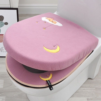 Uus kuum müük WC-padja majapidamiskomplekt WC-istme kate 1/2-osaline komplekt universaalne WC-padja tõmblukk