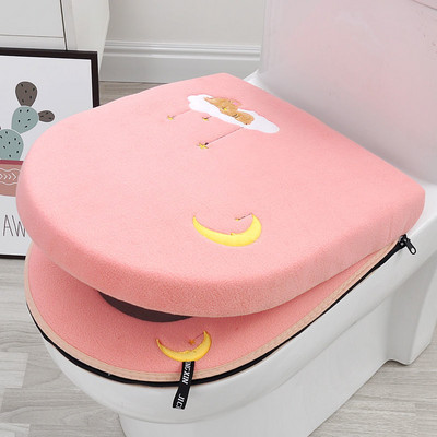 Uus kuum müük WC-padja majapidamiskomplekt WC-istme kate 1/2-osaline komplekt universaalne WC-padja tõmblukk