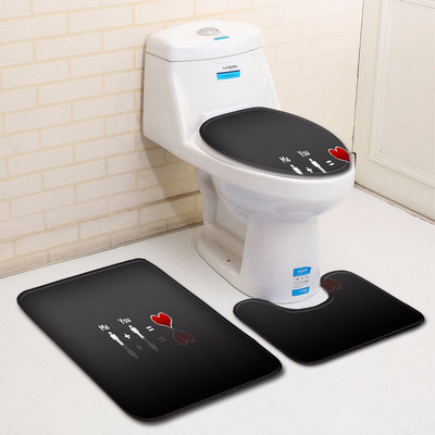 Zeegle 3D Love Heart vannimati komplekt WC U-tüüpi matt pjedestaalvaip WC istmekate Polüester kaasaegne dušimatt pestav jalavaip