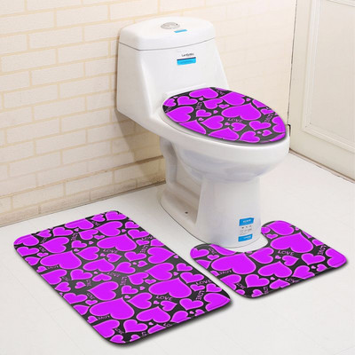 Zeegle 3D Love Heart vannimati komplekt WC U-tüüpi matt pjedestaalvaip WC istmekate Polüester kaasaegne dušimatt pestav jalavaip