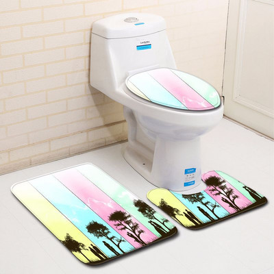 Zeegle 3D Love Heart vannimati komplekt WC U-tüüpi matt pjedestaalvaip WC istmekate Polüester kaasaegne dušimatt pestav jalavaip