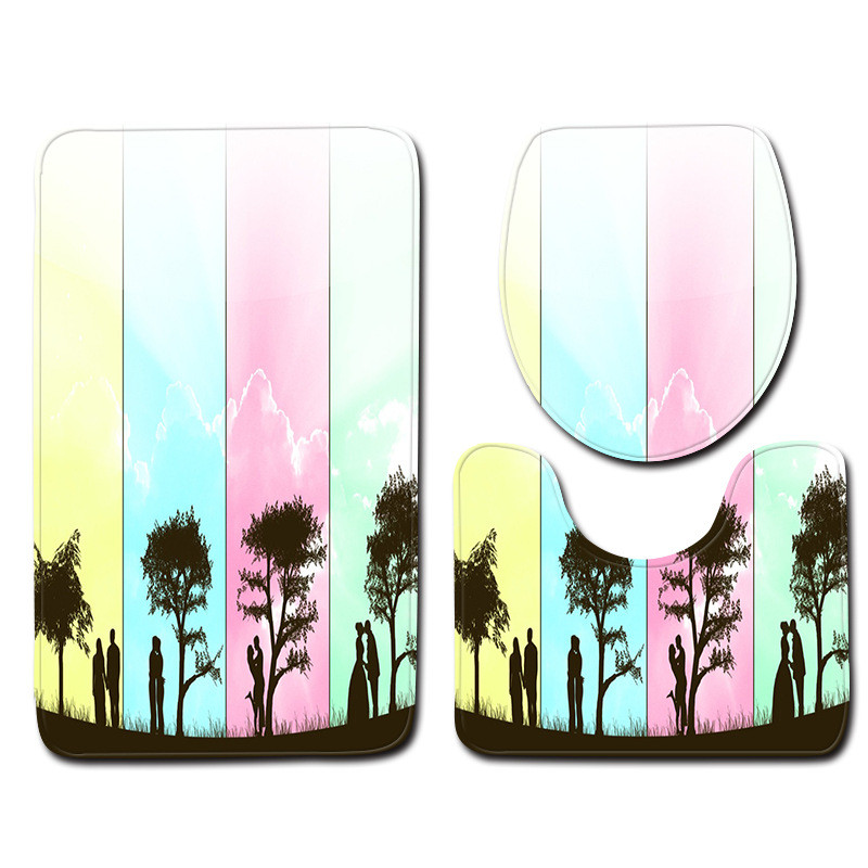 Zeegle 3D Love Heart set prostirki za kupaonicu WC U tip prostirke Pedestal tepih Navlaka za WC sjedalo Poliesterska moderna prostirka za tuširanje Periva prostirka za noge