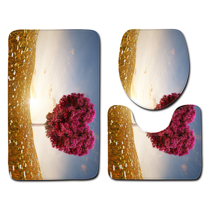 Zeegle 3D Love Heart set prostirki za kupaonicu WC U tip prostirke Pedestal tepih Navlaka za WC sjedalo Poliesterska moderna prostirka za tuširanje Periva prostirka za noge