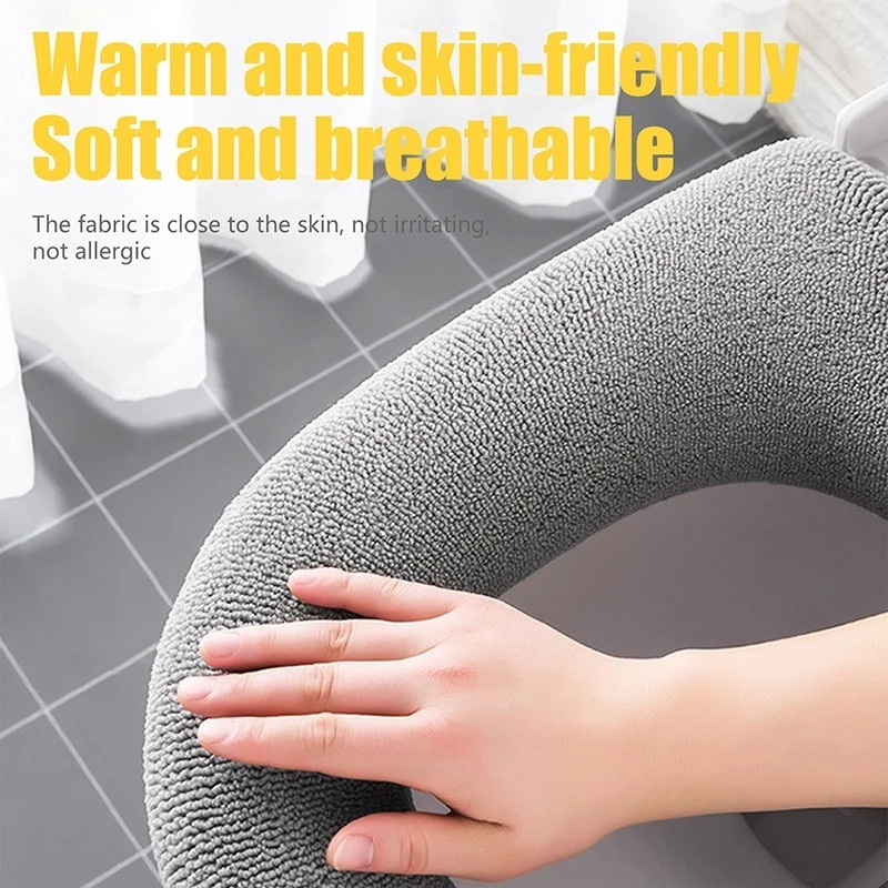 1 kom periva zimska topla navlaka za WC dasku Closestool Mat s ručkom Deblji mekani pleteni utor za WC školjku u obliku slova O