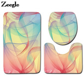 Set prostirki za kupaonicu s šarenim geometrijskim printom Kupaonski tepih Protuklizna prostirka za noge za toaletnu memorijsku pjenu Set toaletnih tepiha u obliku slova U