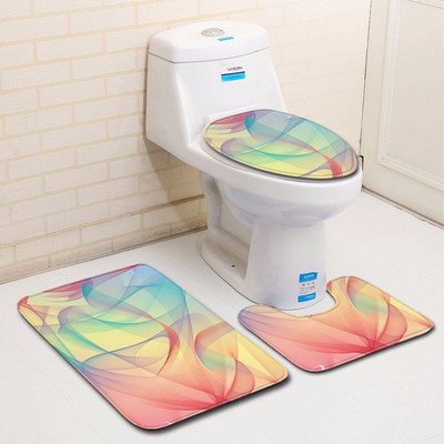 Set prostirki za kupaonicu s šarenim geometrijskim printom Kupaonski tepih Protuklizna prostirka za noge za toaletnu memorijsku pjenu Set toaletnih tepiha u obliku slova U