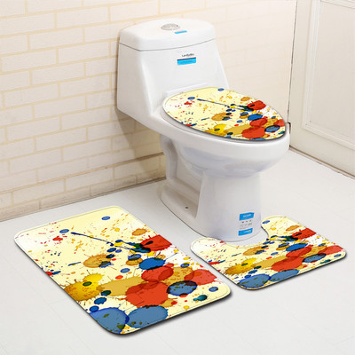 Set prostirki za kupaonicu s šarenim geometrijskim printom Kupaonski tepih Protuklizna prostirka za noge za toaletnu memorijsku pjenu Set toaletnih tepiha u obliku slova U