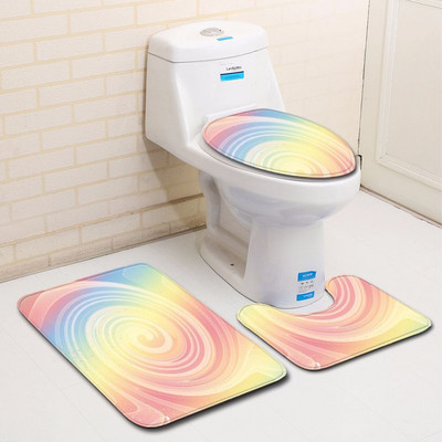 Set prostirki za kupaonicu s šarenim geometrijskim printom Kupaonski tepih Protuklizna prostirka za noge za toaletnu memorijsku pjenu Set toaletnih tepiha u obliku slova U