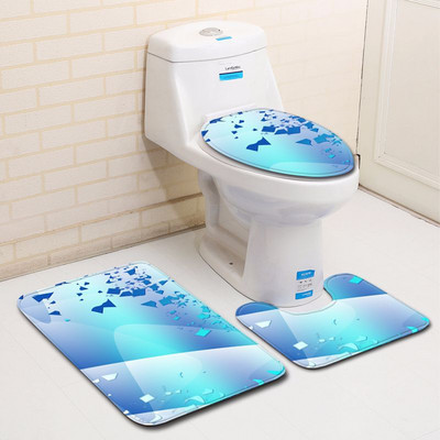 Set prostirki za kupaonicu s šarenim geometrijskim printom Kupaonski tepih Protuklizna prostirka za noge za toaletnu memorijsku pjenu Set toaletnih tepiha u obliku slova U