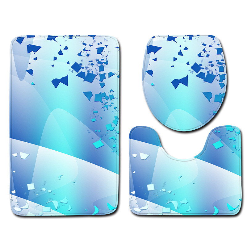 Set prostirki za kupaonicu s šarenim geometrijskim printom Kupaonski tepih Protuklizna prostirka za noge za toaletnu memorijsku pjenu Set toaletnih tepiha u obliku slova U