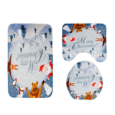 Zeegle jõulukaunistus vannitoamattide komplekt Flanellist Vannitoa põrandavaibad Imav WC-istmekate Vannitoa Vaip Vannimatid