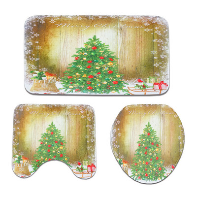 Zeegle jõulukaunistus vannitoamattide komplekt Flanellist Vannitoa põrandavaibad Imav WC-istmekate Vannitoa Vaip Vannimatid