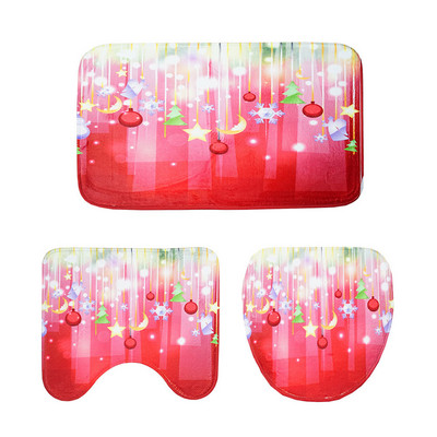 Zeegle jõulukaunistus vannitoamattide komplekt Flanellist Vannitoa põrandavaibad Imav WC-istmekate Vannitoa Vaip Vannimatid