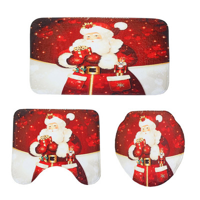 Zeegle jõulukaunistus vannitoamattide komplekt Flanellist Vannitoa põrandavaibad Imav WC-istmekate Vannitoa Vaip Vannimatid