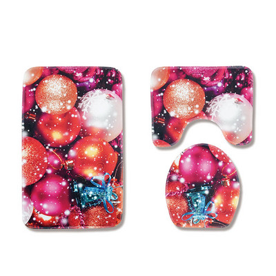 Zeegle jõulukaunistus vannitoamattide komplekt Flanellist Vannitoa põrandavaibad Imav WC-istmekate Vannitoa Vaip Vannimatid