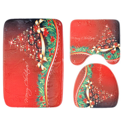 Zeegle jõulukaunistus vannitoamattide komplekt Flanellist Vannitoa põrandavaibad Imav WC-istmekate Vannitoa Vaip Vannimatid